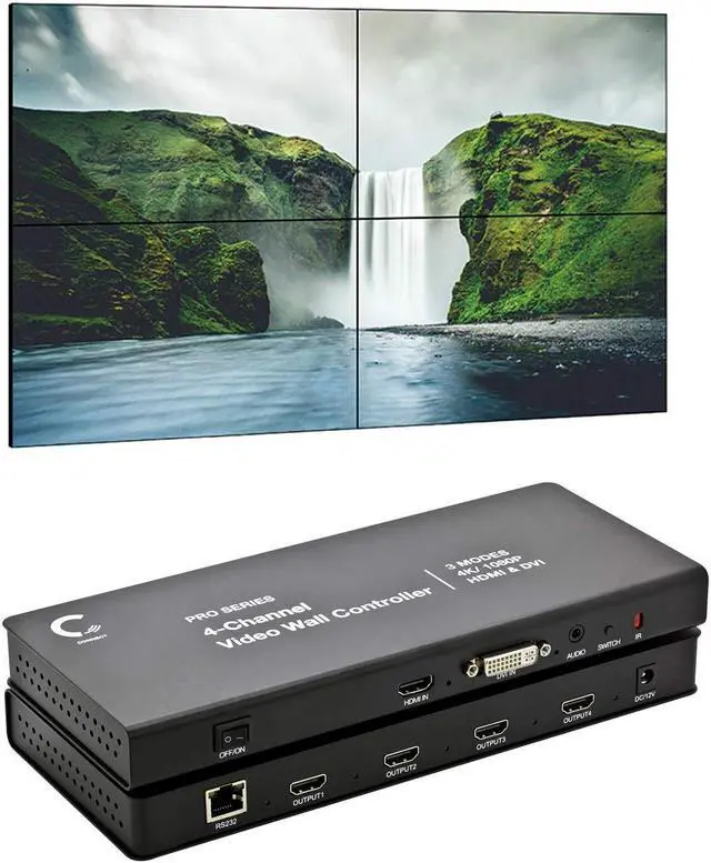 Main image of Expert Connect 2x2 Video Wall Controller | 1080p, HDMI 1.4, HDCP1.4 Compliant | HDMI & DVI Inputs; HDMI Outputs | 8 Display Modes - 2x2, 1x2, 1x3, 1x4, 2x1, 3x1, 4x1 | Cascading - 2x4, 2x8