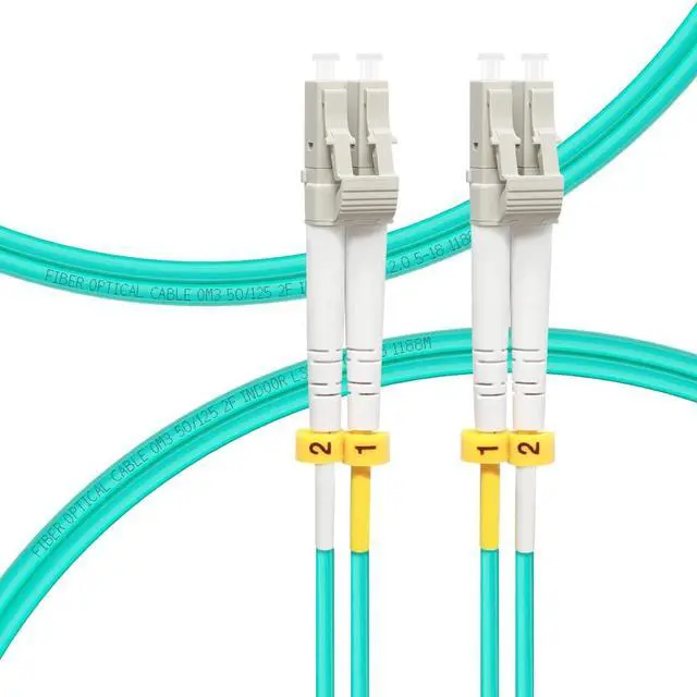 Main image of FLYPROFiber- LC to LC Fiber Patch Cable OM3 2M/7ft, Length Options: 0.2m-200m, 10GB/40GB Multimode Duplex 50/125um Fiber Optic Cable Cord LSZH-2Meter(7ft), 4pack