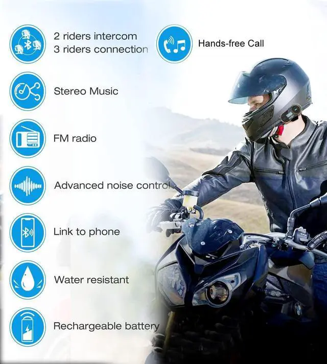 Alt view image 3 of 5 - FreedConn 1pcs TCOM-SC Bluetooth Motorcycle Headset,2-3 Riders Helmet Bluetooth Intercom, Universal Communication Systems with Music Sharing/LCD Screen/FM Radio/Mobile Phone/GPS/Waterproof