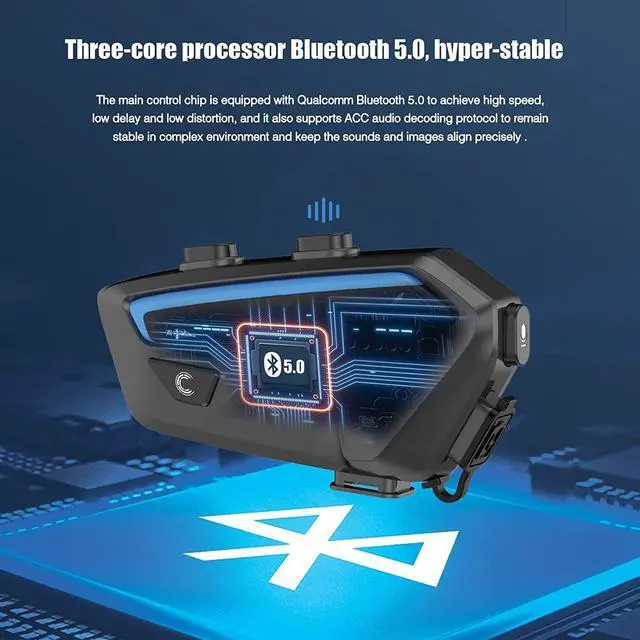 Alt view image 5 of 5 - FreedConn FX 10 Riders Motorcycle Bluetooth Headset with Music Sharing, Helmet Bluetooth Intercom with Noise Cancellation/FM Radio/IP67/Ultra-Thin Body, Universal Communication Systems for Motorbike
