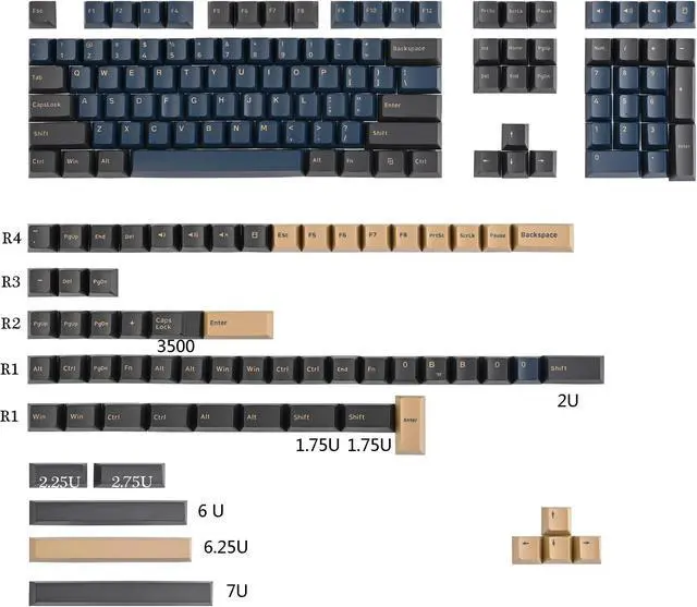 Alt view image 2 of 5 - iTastatur 170 Keys PBT Custom Gaming Keycaps Double Shot Cherry Profile for ANSI US Layout 60% 65% 95% Mechanical Keyboard(Blue warrior)