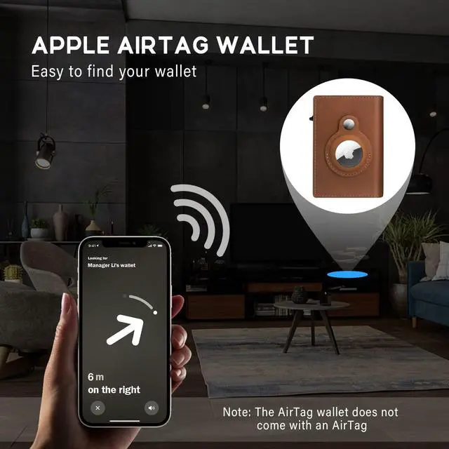 Alt view image 5 of 5 - GAOCHALE AirTag Wallet Genuine Leather Air Tag Wallet RFID Technology Credit Card Holder with Minimalist Wallet for Men for Apple AirTag (No Airtag Included)(Dark Brown)