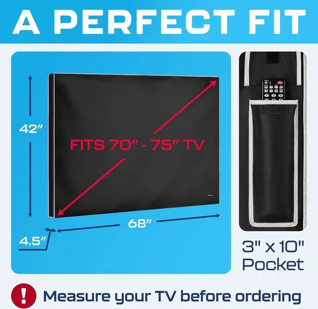 Alt view image 3 of 5 - Outdoor TV Cover 75 Inch Waterproof and Weatherproof TV Covers | Outdoor TV Enclosure | Smart Shield TV Screen Protector for Outside TV | Cover for Moving