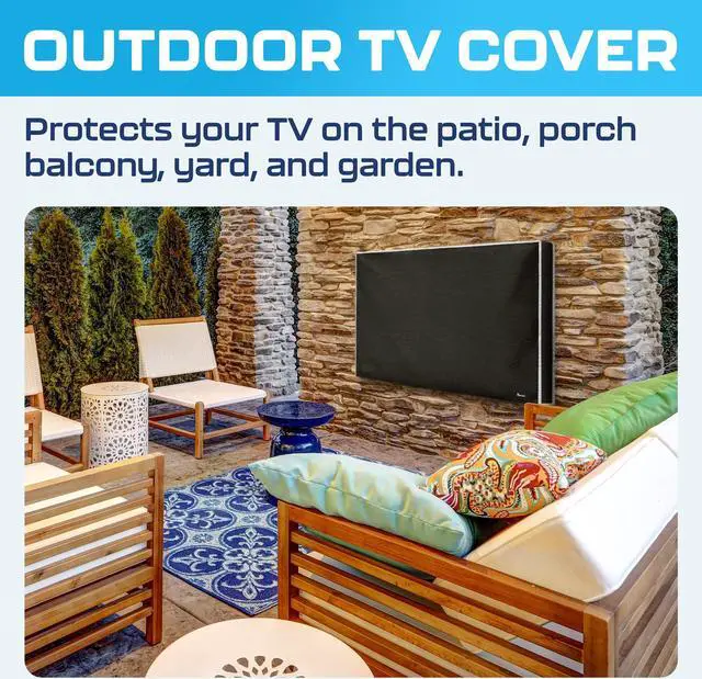 Alt view image 2 of 5 - Garnetics Outdoor TV Cover 43 inch | Waterproof and Weatherproof TV Covers | Outdoor TV Enclosure | Smart Shield TV Screen Protector for Outside TV | Cover for Moving | TV Display Protectors