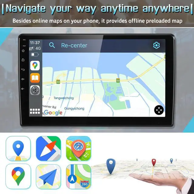 Alt view image 4 of 5 - Car Radio Stereo for Honda Accord 8th 2008 2009 2010 2011 2012 2013, 10 inch Touchscreen GPS Navigation, Wireless CarPlay/Android Auto, IPS Touchscreen, Bluetooth, FM/RDS Radio, 2GB RAM 64GB ROM