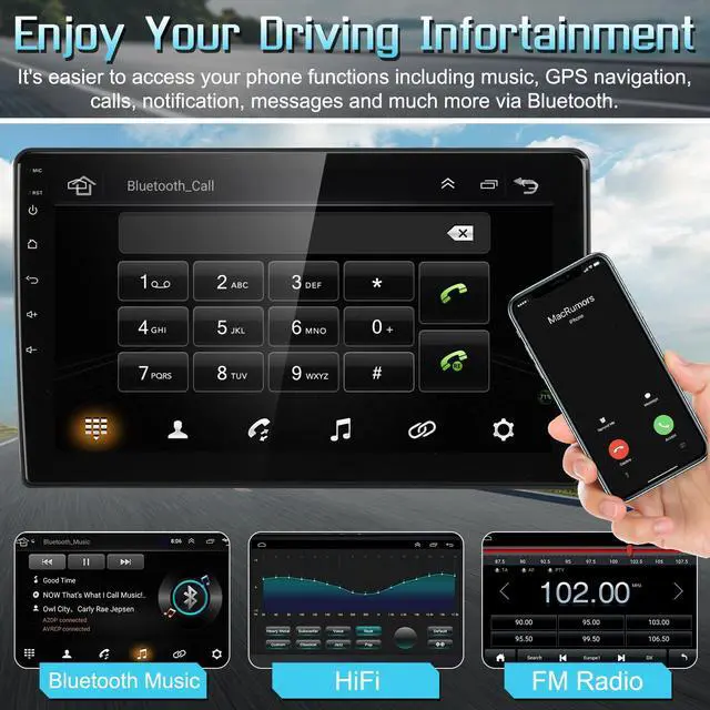 Alt view image 5 of 5 - Car Radio Stereo for Honda Accord 8th 2008 2009 2010 2011 2012 2013, 10 inch Touchscreen GPS Navigation, Wireless CarPlay/Android Auto, IPS Touchscreen, Bluetooth, FM/RDS Radio, 2GB RAM 64GB ROM