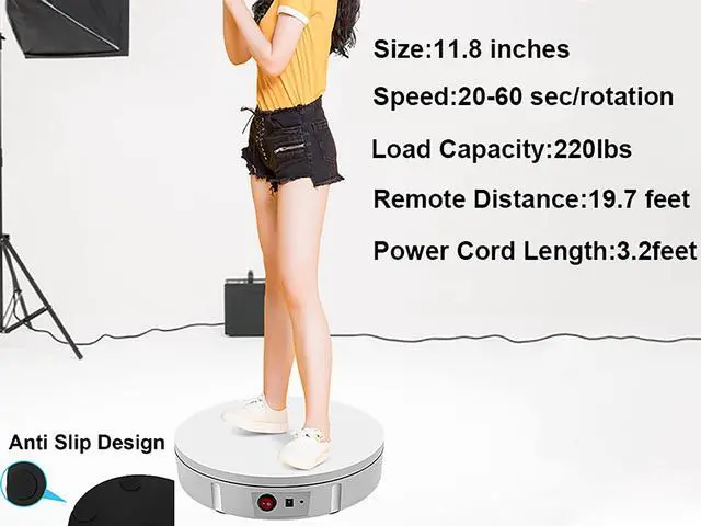 Alt view image 2 of 5 - GOHASPW Rotating Display Stand 11.8'' Motorized Turntable Spinning Photography Turntable (White Wired)