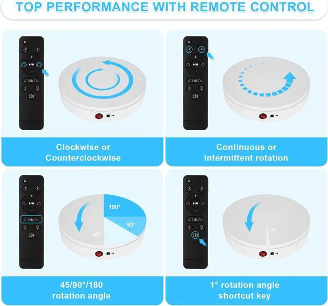 Alt view image 5 of 5 - GOHASPW Rotating Display Stand 11.8'' Motorized Turntable Spinning Photography Turntable (White Wired)