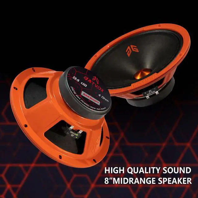 Alt view image 4 of 5 - GRTSKY MX80P1 Loudspeaker 8 Inch Midrange 480 Watts 4 Ohms Orange Dust Cap, Premium Quality Audio Door Speakers for Car or Truck Stereo Sound System, Orange (2 Speakers)