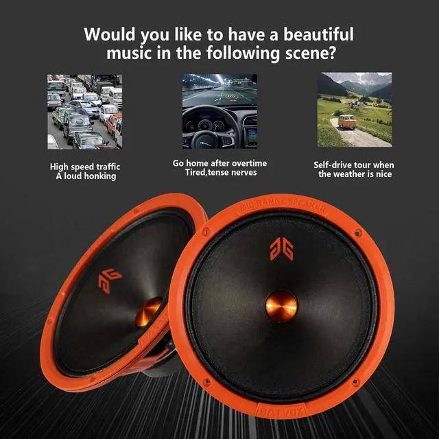 Alt view image 5 of 5 - GRTSKY MX80P1 Loudspeaker 8 Inch Midrange 480 Watts 4 Ohms Orange Dust Cap, Premium Quality Audio Door Speakers for Car or Truck Stereo Sound System, Orange (2 Speakers)