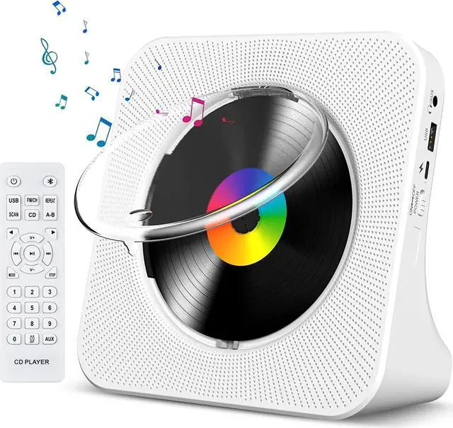 Main image of Gueray CD Player Portable Bluetooth Desktop CD Player for Home with Timer Built-in HiFi Speakers with LCD Screen Display Boombox FM Radio USB Type-c