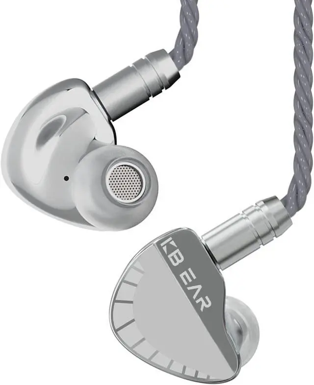 Main image of KBEAR Qinglong in Ear Monitor Headphones,10mm HD Double-Layer Composite Diaphragm in-Ear HiFi Metal Earphones CNC Aluminum Alloy Mirror Faceplate, 2 Pin Detachable Cable (Without Mic, Silver)
