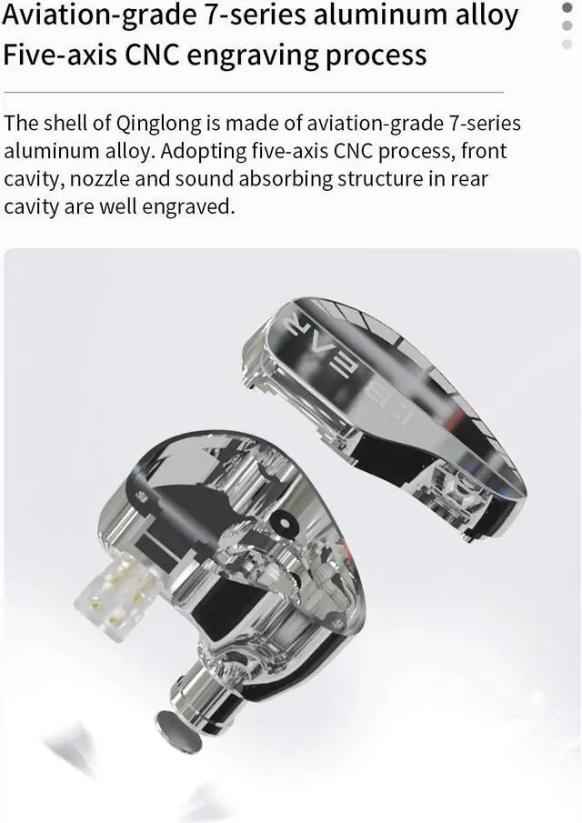 Alt view image 3 of 5 - KBEAR Qinglong in Ear Monitor Headphones,10mm HD Double-Layer Composite Diaphragm in-Ear HiFi Metal Earphones CNC Aluminum Alloy Mirror Faceplate, 2 Pin Detachable Cable (Without Mic, Silver)
