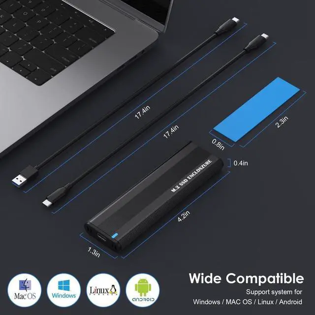 Alt view image 4 of 5 - chenyang USB 3.1 to M.2 NVME/SATA SSD Enclosure Reader,USB 3.1 Gen 2 10Gbps Tool Free Enclosure Adapter Support 2242/2260/2280mm with RTL9210B Chipset