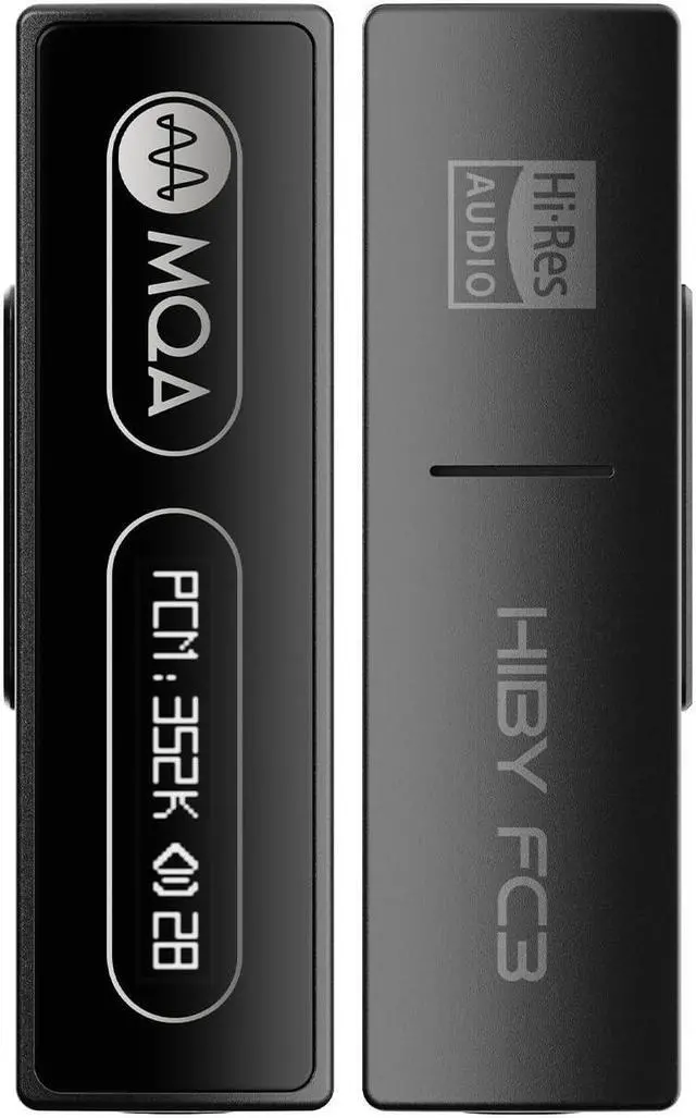 Main image of HiBy FC3 USB DAC with Display Hi-Res Audio 112mW Output Power Support PCM DSD MQA dongle for iPhone/MAC/Android/Windows(Black)