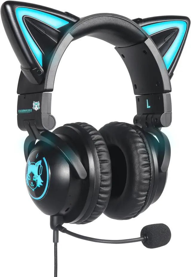 Main image of Axent Wear New Edition Wireless Cat Ear Headphones (12 Color Changing) 3.5mm Jack, Bluetooth&Wired connection (BlackColor)