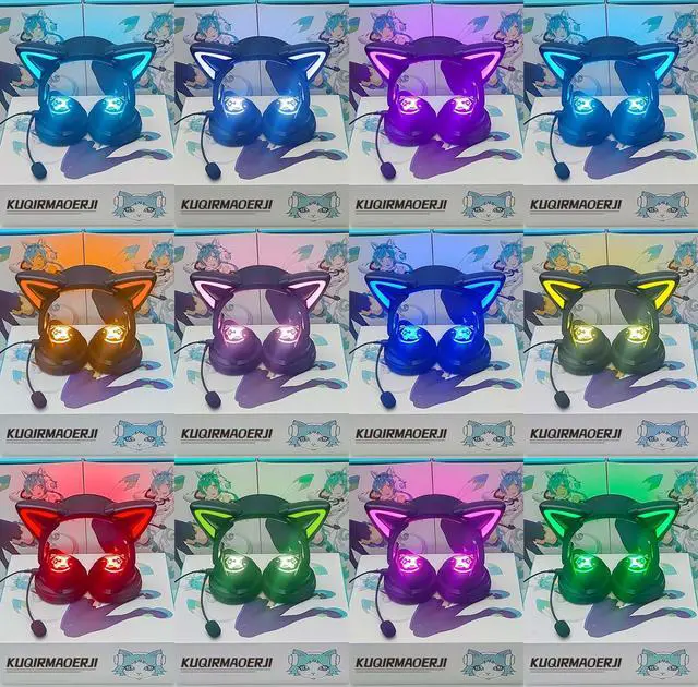Alt view image 4 of 5 - Axent Wear New Edition Wireless Cat Ear Headphones (12 Color Changing) 3.5mm Jack, Bluetooth&Wired connection (BlackColor)
