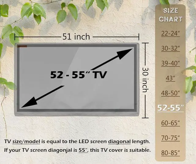 Alt view image 2 of 5 - Outdoor TV Cover 52-55 Inch, IC ICLOVER 600D Heavy Duty 4 Season Weatherproof TV Screen Protector with Waterproof Zipper & Remote Control Pocket, Outside Television Cover for LED, LCD, OLED TVs