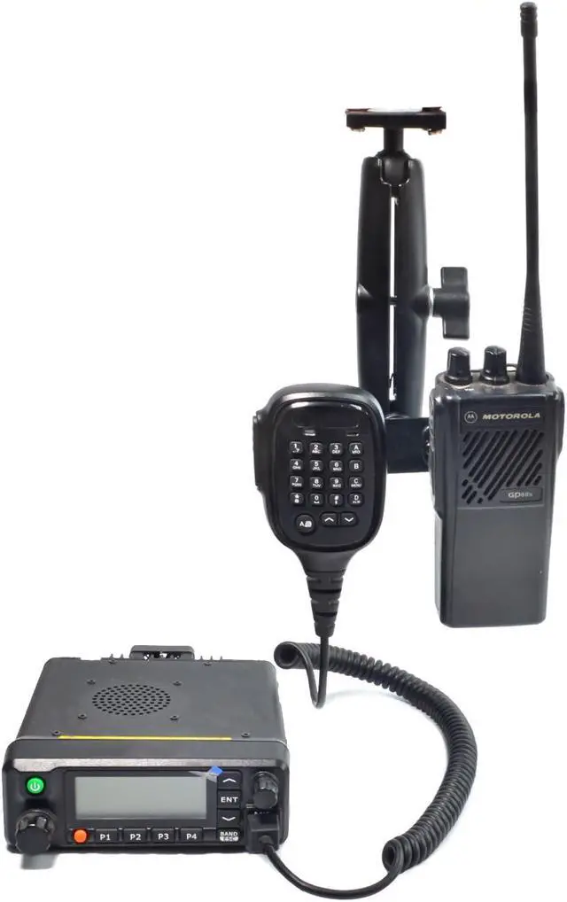 Alt view image 2 of 5 - HYSHIKRA Universal Handheld Radio and CB Microphone Hanger, with Adhesive Back and Pre Drill Holes with Self-tapping Screw for Baofeng Midland Kenwood Motorola Radio