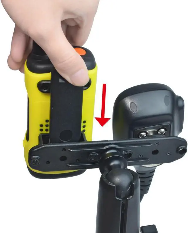 Alt view image 4 of 5 - HYSHIKRA Universal Handheld Radio and CB Microphone Hanger, with Adhesive Back and Pre Drill Holes with Self-tapping Screw for Baofeng Midland Kenwood Motorola Radio