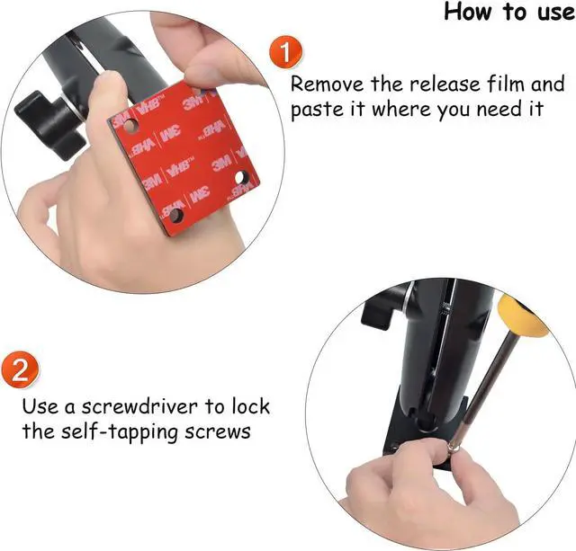 Alt view image 5 of 5 - HYSHIKRA Universal Handheld Radio and CB Microphone Hanger, with Adhesive Back and Pre Drill Holes with Self-tapping Screw for Baofeng Midland Kenwood Motorola Radio