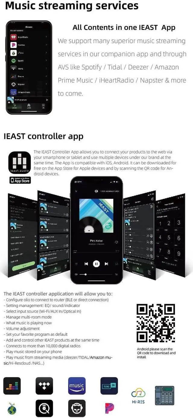 Alt view image 5 of 5 - iEAST Olio AirPlay 2 Streaming Audio Receiver Adapter Works with Siri WiFi and Bluetooth Spotify&Tidal Connect Direct Multiroom Multizone Supporting 192khz/24bit Hi-Res Audio