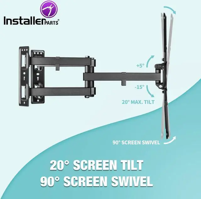 Alt view image 3 of 5 - InstallerParts 32"-70" TV Corner Mount  Swivel/Tilt  20" Dual Extension Arm  Heavy Duty LCD LED TV Monitor Flat Panel Screen, 6ft HDMI Cable