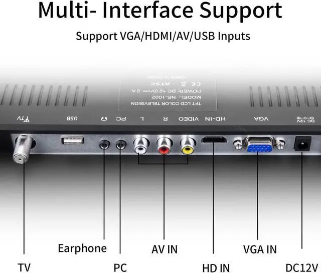 Alt view image 3 of 5 - Jexiop 17inch TV,Small Flat Screen TV with ATSC Digital Tuner-HDMI &USB Port in-Dual Power-12 Volt Charger Cable and AC Power Suitable-for Caravan,Kitchen,Bedroom