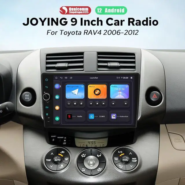 Alt view image 2 of 5 - JOYING Car Stereo for Toyota Rav4 2006-2012 Android 12 Car Radio 9" Touch Screen Head Unit 4GB+64GB with Wireless CarPlay Android Auto GPS Navigation Bluetooth Mirror Link(JY-TZ164N4)