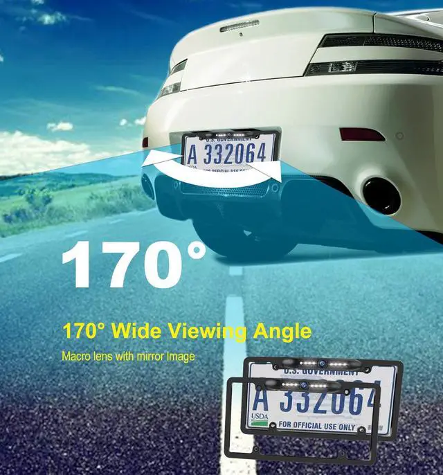 Alt view image 5 of 5 - JPP License Plate Backup HD Camera, Rear View Camera 170° Viewing Angle Universal Night Vision Waterproof High Sensitive 7 Bright LED Reversing Car Camera