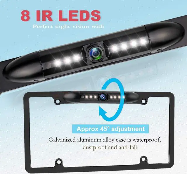 Alt view image 4 of 5 - JPP License Plate Backup HD Camera, Rear View Camera 170° Viewing Angle Universal Night Vision Waterproof High Sensitive 7 Bright LED Reversing Car Camera