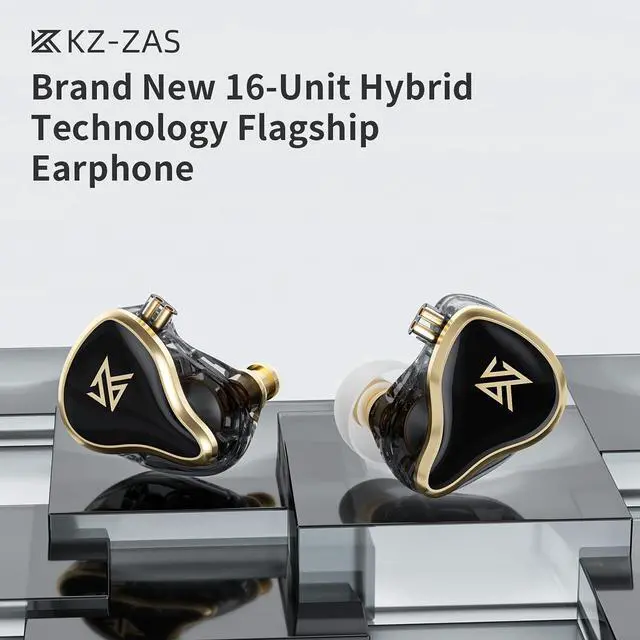 Alt view image 2 of 5 - KZ ZAS in-Ear Headphones Wired Earbuds 16-Unit Hybrid in Ear Monitor Earphone 7BA+1DD IEM Earphone with 8 cores Silver Plated Cable(White, with Mic)