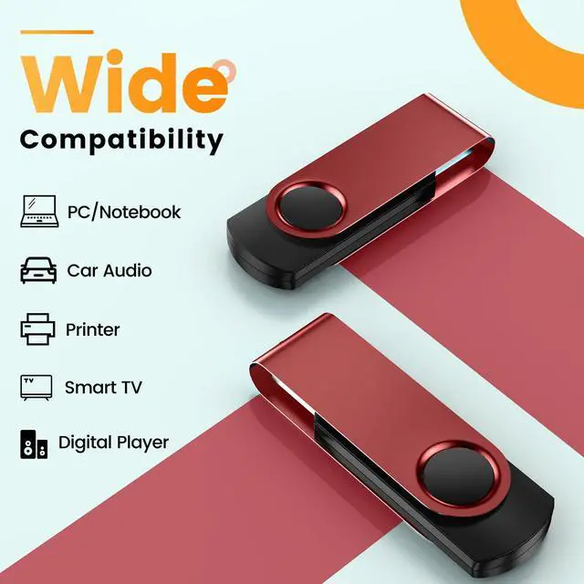 Alt view image 5 of 5 - Flash Drive 32 GB 10 Pack Thumb Drive 32GB USB Memory Stick Kepmem USB Drive Portable USB 2.0 Pendrive Metal Jump Drive Swivel USB Stick Red Zip Drive with 10pcs Ropes Data Storage