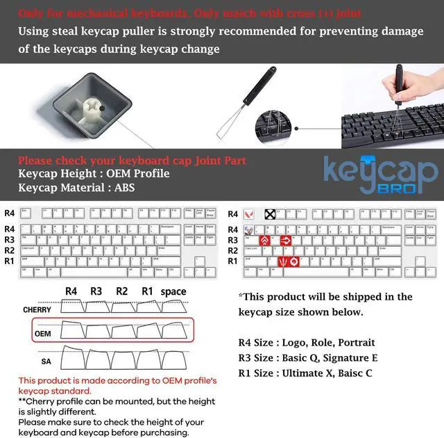 Alt view image 5 of 5 - Valorant Custom Keycaps (Agent Iso) - Laser Engraved with Each Valorant Agent's Portrait, Skills, and Position. Fit with Any Mechanical Keyboard. Valorant Gift for Gamers, Adults, and Teens.