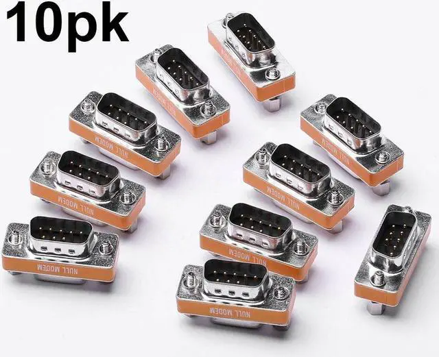 Alt view image 2 of 4 - Arnorin DB9 Null Modem Adapter Male to Female Slimline Data Transfer Serial Port Adapter 10 Pack