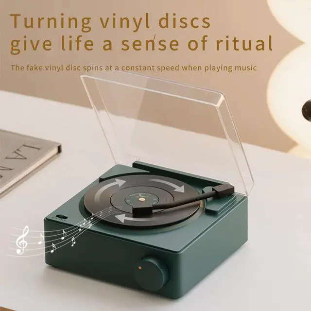 Alt view image 3 of 5 - Vintage Vinyl Record Player Style Bluetooth Speaker Phonograph Style Retro Bluetooth Speaker White Cute Look Gift for Girls Good Bass Enhancement Loud Volume