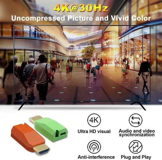 Alt view image 2 of 5 - Lcantve Mini 4K@30Hz HDMI1.4 Fiber Extender, Uncompressed HDMI Video Fiber Extender, Up to 300m Over OM3 Multi-Mode LC Fiber, 10.2Gbps Bandwidth