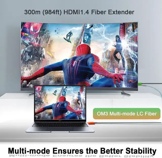 Alt view image 3 of 5 - Lcantve Mini 4K@30Hz HDMI1.4 Fiber Extender, Uncompressed HDMI Video Fiber Extender, Up to 300m Over OM3 Multi-Mode LC Fiber, 10.2Gbps Bandwidth