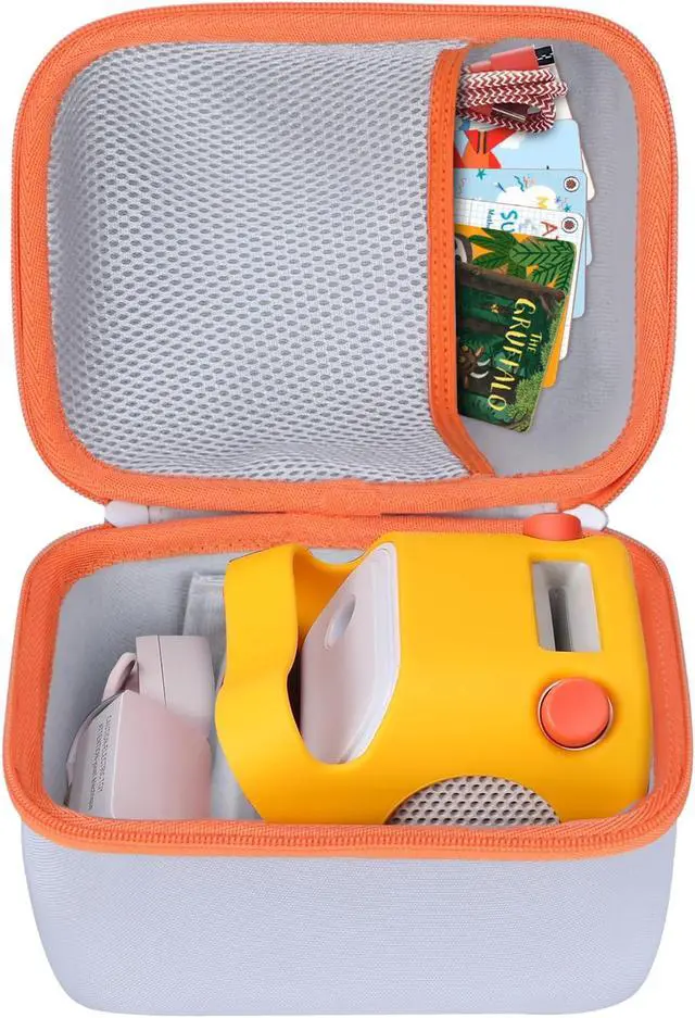Main image of Lebakort Hard Case Compatible with Yoto Player Kids Speaker Kids Audio Music Children Player (Off White + Orange Case)