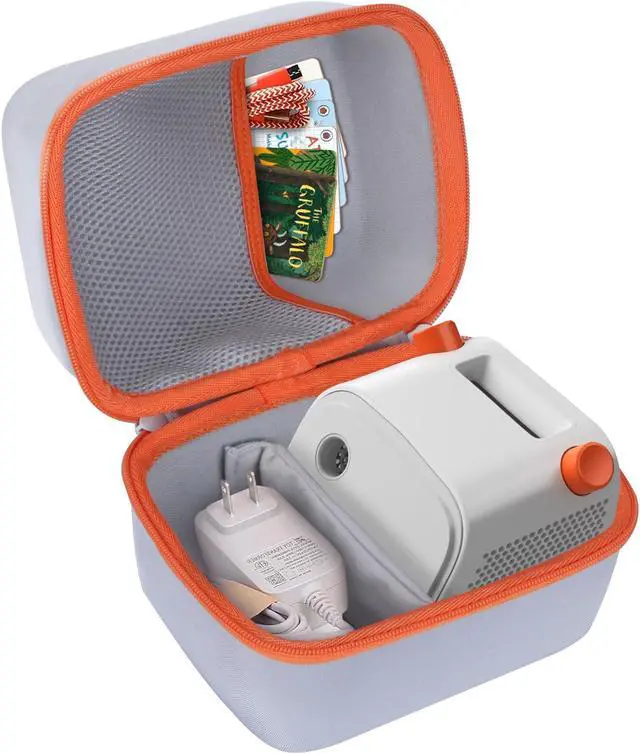 Alt view image 2 of 5 - Lebakort Hard Case Compatible with Yoto Player Kids Speaker Kids Audio Music Children Player (Off White + Orange Case)