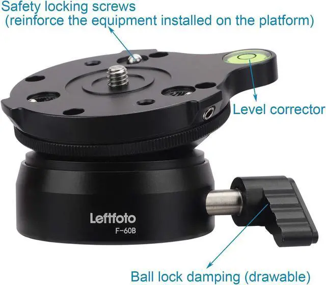 Alt view image 5 of 5 - Tripod Leveling Base Half Ball Quick Tilted up and Down 15 Degrees in Any Direction for Canon Nikon and Other DSLR Cameras Tripods Monopods with Offset Bubble Level