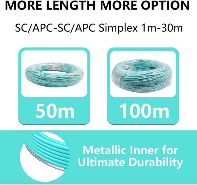 Alt view image 5 of 5 - OPTFOCUS Fiber Optic Cable, LC to LC Fiber Patch Cable SFP Fiber Optic Cable Cord LSZH Multimode Armored OM3 Duplex Length of 50 m