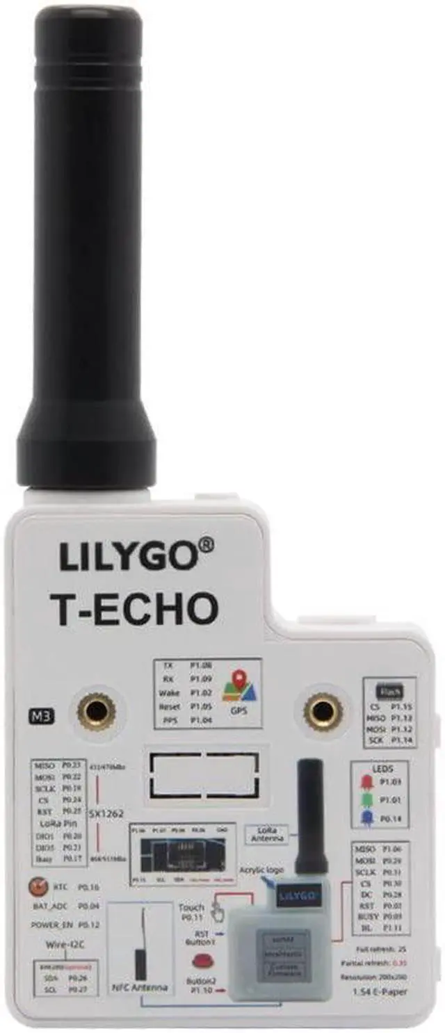Alt view image 2 of 5 - LILYGO T-Echo Meshtastic LoRa SX1262 Wireless Module 915MHz TTGO Development Board NRF52840 GPS RTC NFC Arduino with BME280 Pressure Sensor
