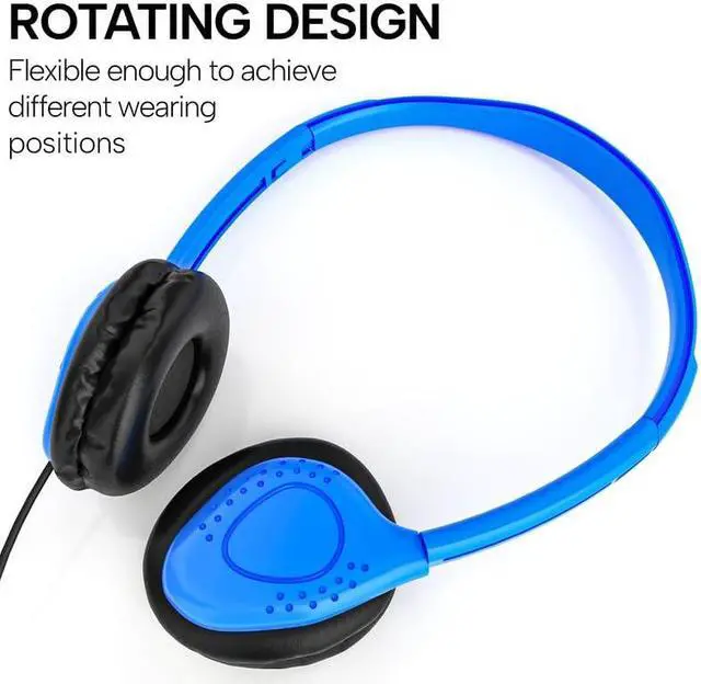 Alt view image 2 of 5 - Maeline Kids Headphones for School Classroom K-12, Library, Museum, Travel, On Ear Stereo Headset with Adjustable Band & Faux Leather Cushions - 3.5mm Plug - 20 Pack - Multicolors