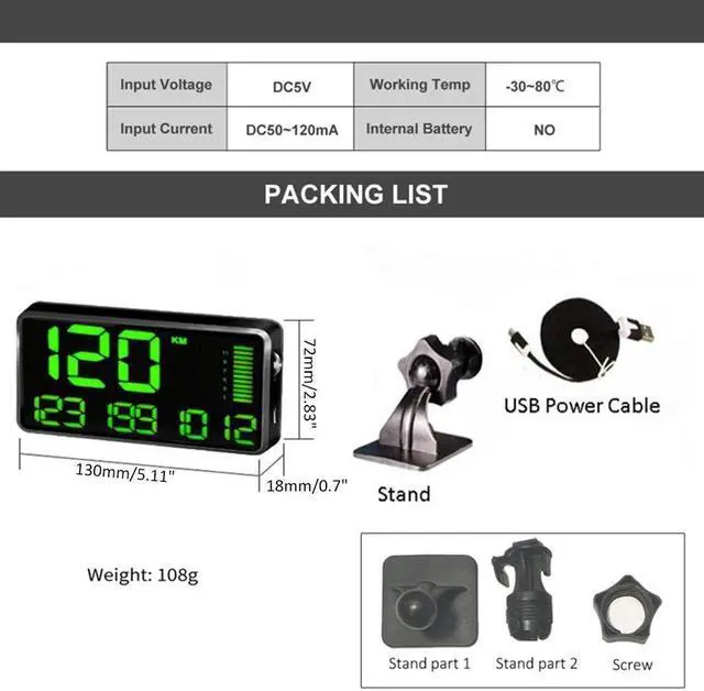 Alt view image 2 of 5 - 5.5'' Speedometer Odometer Display MPH/KMH with Over Speeding Alarm for All Vehicle Truck Bicycle Motorcycle, Speed, Driving Mileage, Time Calculation