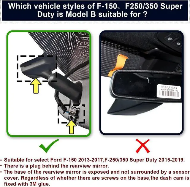 Alt view image 3 of 5 - Mangoal Front 4K & Rear 1080P Dash Cam fit for Ford F150 2013-2017 F250/F350 Super Duty 2015-2019 XLT Lariat King Ranch Tremor Raptor Limited Platinum(Model B), Free App & WiFi, 128GB Card