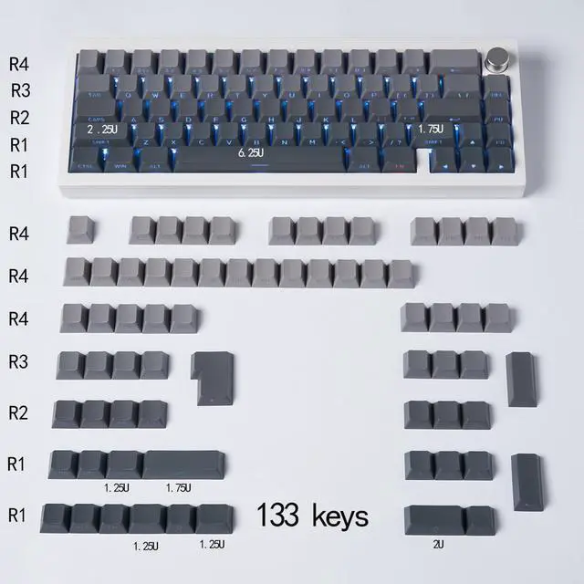 Alt view image 2 of 5 - mintcaps Shine Through Keycaps -133keys PBT Doubleshot keycaps Gradient Side Print Cherry Profile Keycap Set for 60% 65% 75% 100% Cherry Gateron MX Switches Mechanical Keyboard