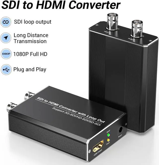 Alt view image 2 of 5 - MISOTT SDI to HDMI Converter with Loop Out, 1080P HDMI Adapter - Compatible with 3G/HD/SD-SDI, Auto Format Detection and Audio De-embedder