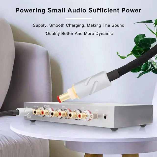 Alt view image 2 of 5 - Monosaudio HiFi Audio DC 2.5mm/2.1mm Cable High Purity OFC 4N 99.998% Pure Silver Audiophile Dedicated Audio DC5.5-2.1 Line 1A-3A for Audio,Speakers,S ubwoofers, Home Theater,Amp1M/3.3Ft