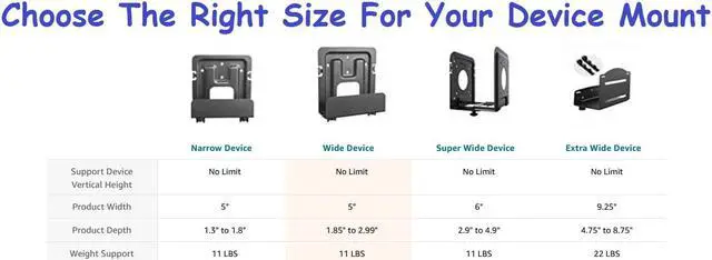 Alt view image 3 of 5 - Mount Plus MP-06-02 2 Pack Cable Box Mount and Modem Mount for Wide Range of Media Players, Cable Boxes, Modems, DVD Players, Game Console Such As PS3, PS4, Xbox One S (2 Pack Wide)